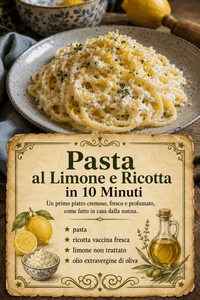 Pasta al Limone e Ricotta in 10 Minuti