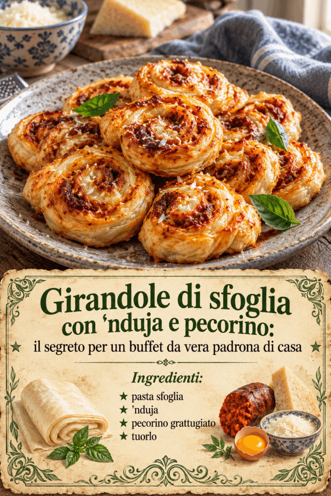 Girandole di sfoglia con ‘nduja e pecorino: il segreto per un buffet da vera padrona di casa