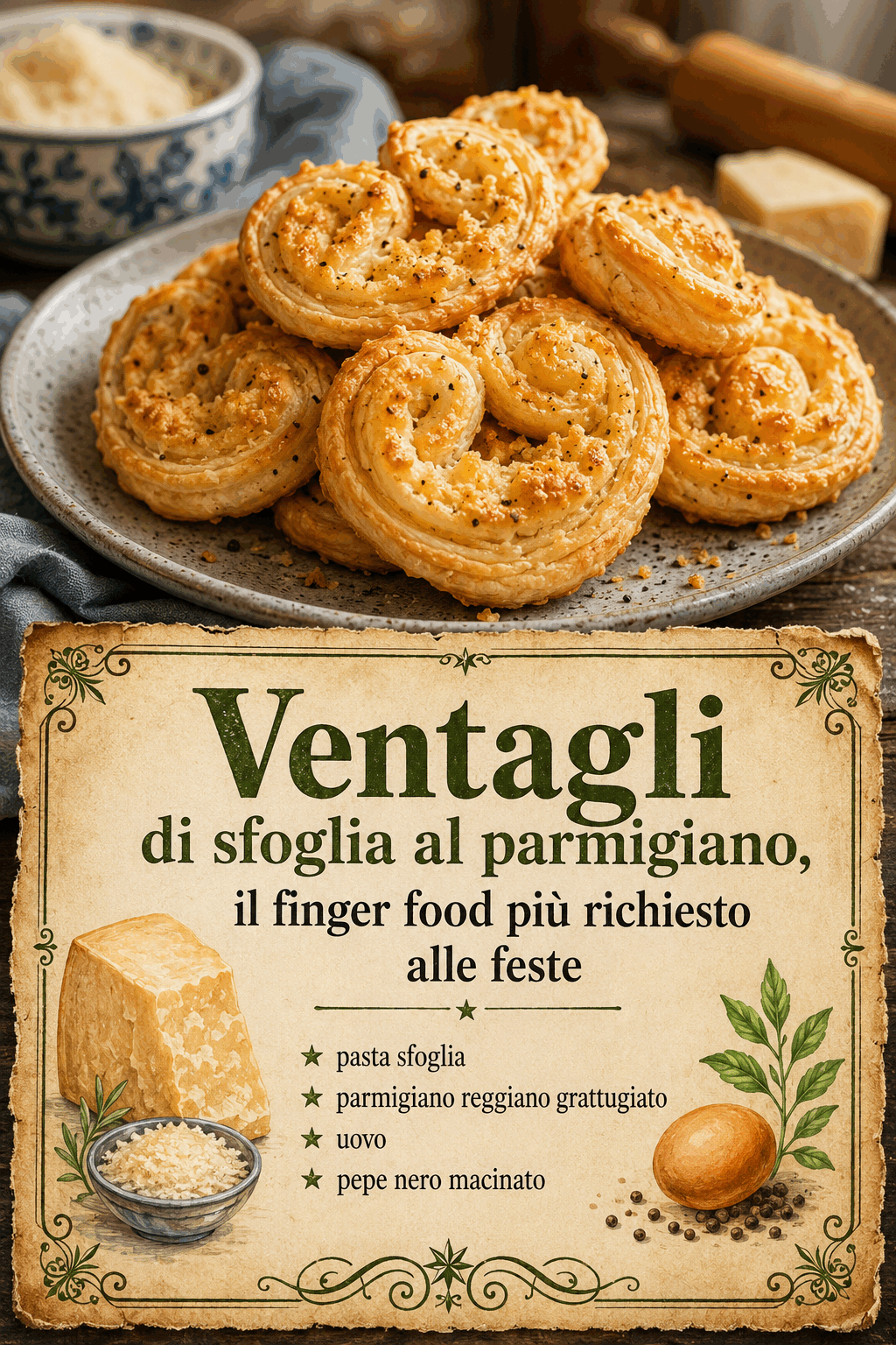 Ventagli di sfoglia al parmigiano, il finger food più richiesto alle feste
