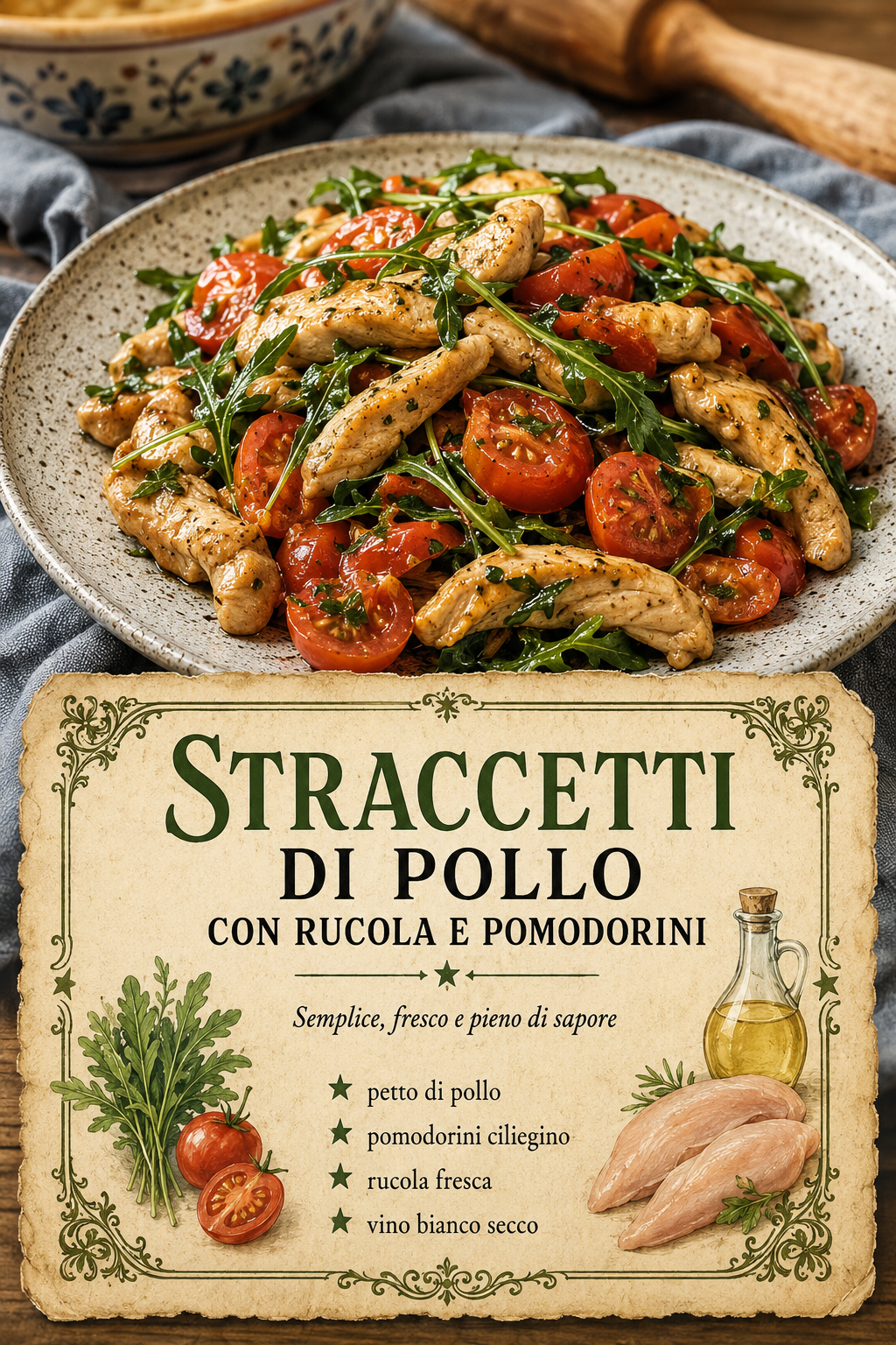 Straccetti di Pollo con Rucola e Pomodorini