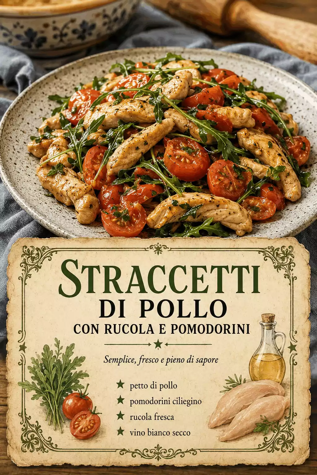 Straccetti di Pollo con Rucola e Pomodorini
