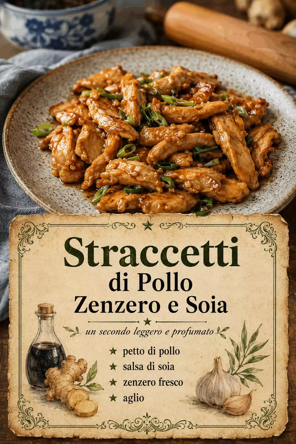 Straccetti di Pollo Zenzero e Soia