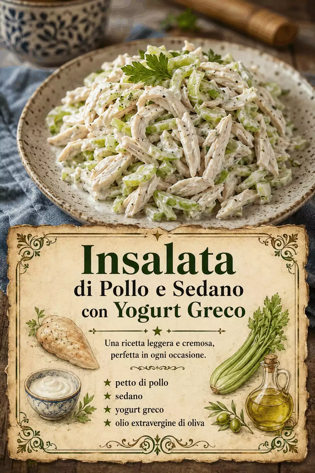 Insalata di Pollo e Sedano con Yogurt Greco