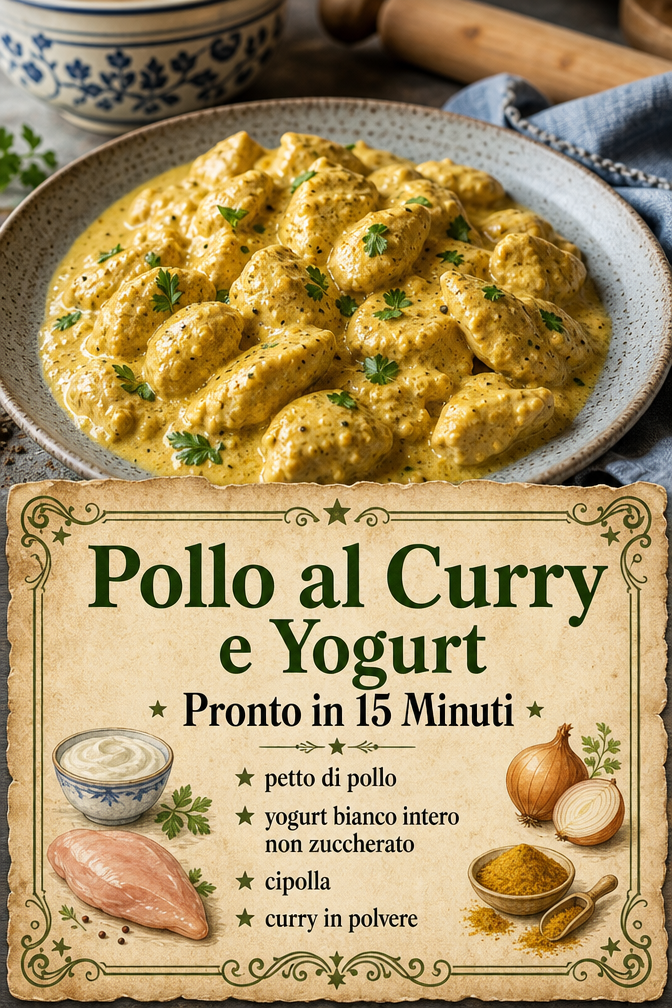 - petto di pollo - yogurt bianco intero non zuccherato - cipolla - curry in polvere
