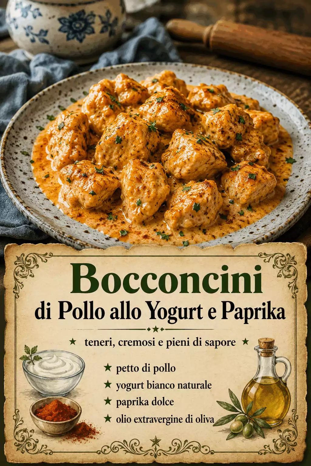 Bocconcini di Pollo allo Yogurt e Paprika