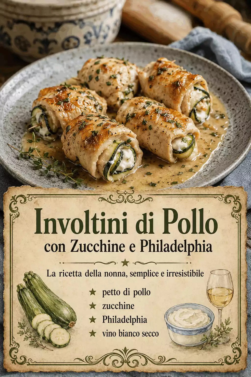 Involtini di Pollo con Zucchine e Philadelphia