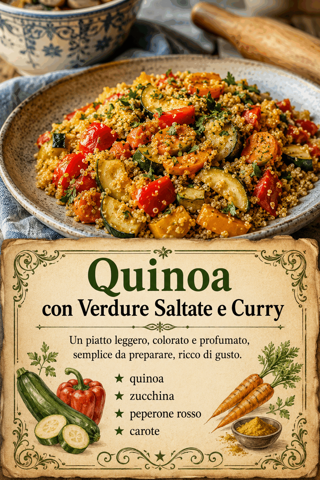 Quinoa con Verdure Saltate e Curry