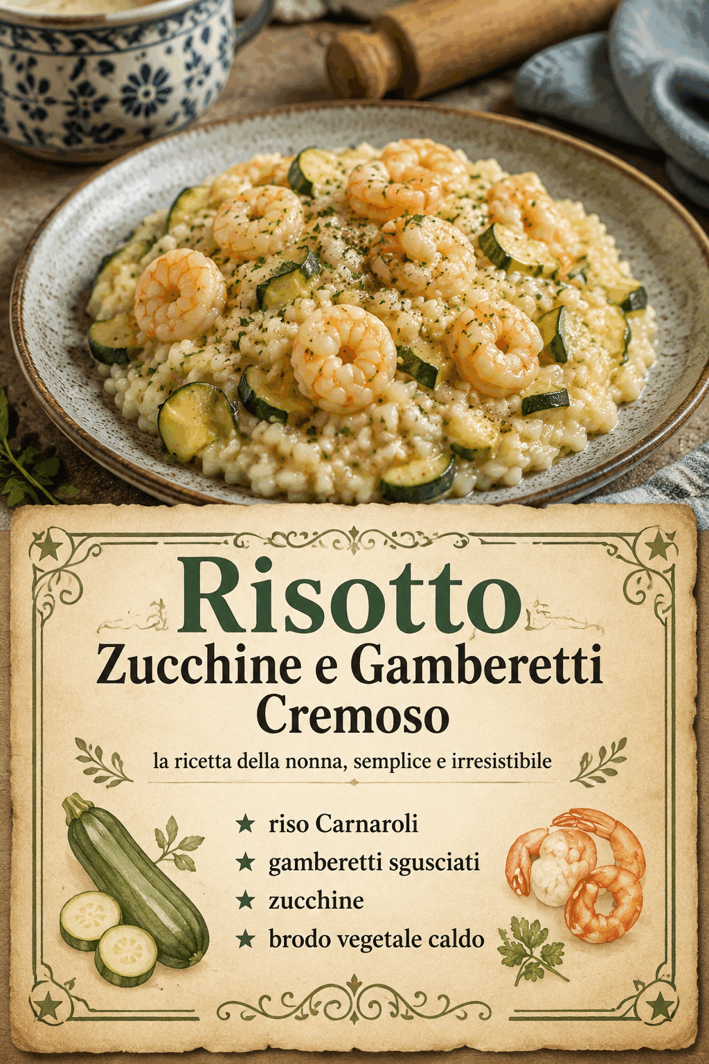 Risotto Zucchine e Gamberetti Cremoso