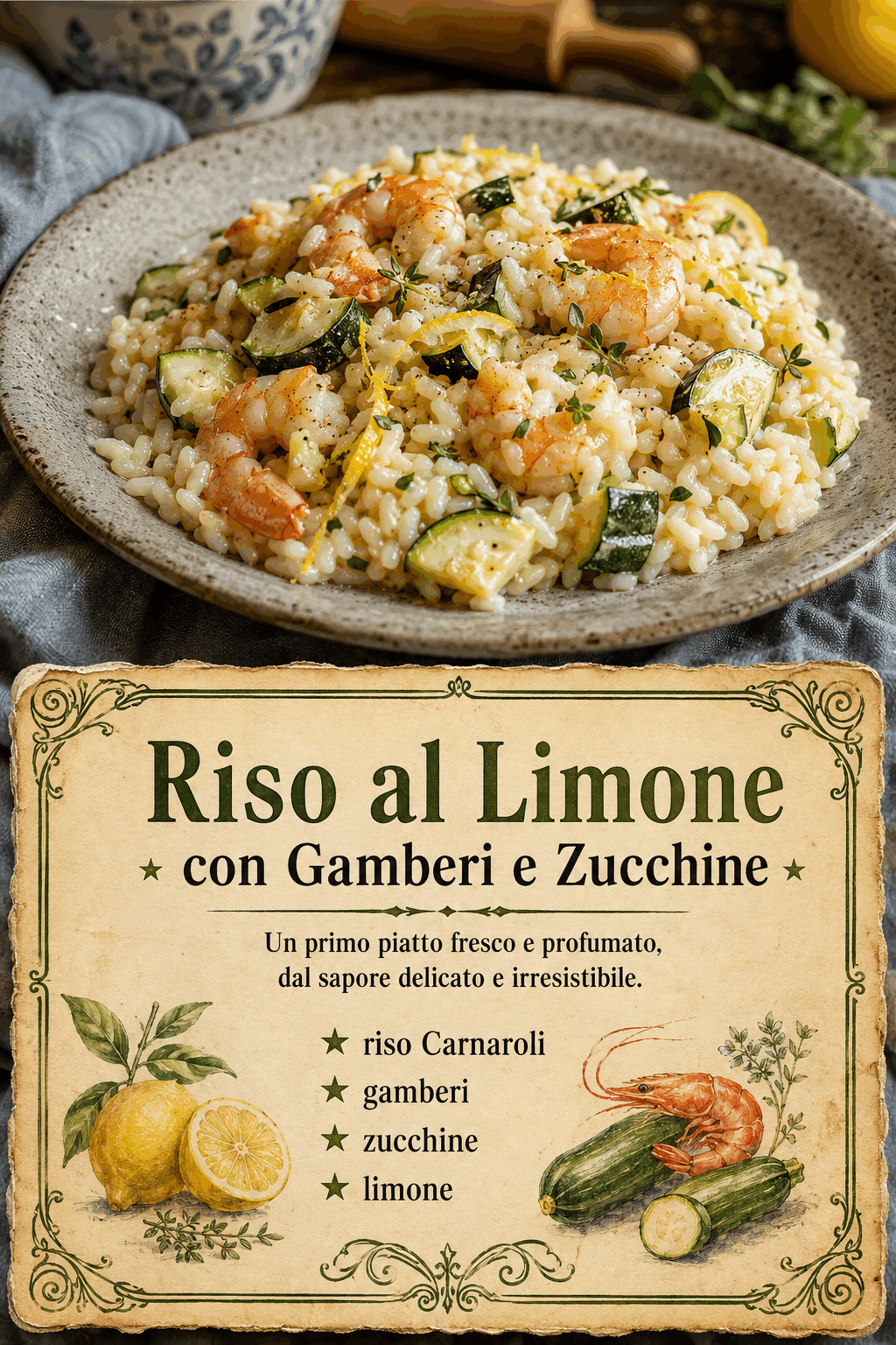 Riso al Limone con Gamberi e Zucchine