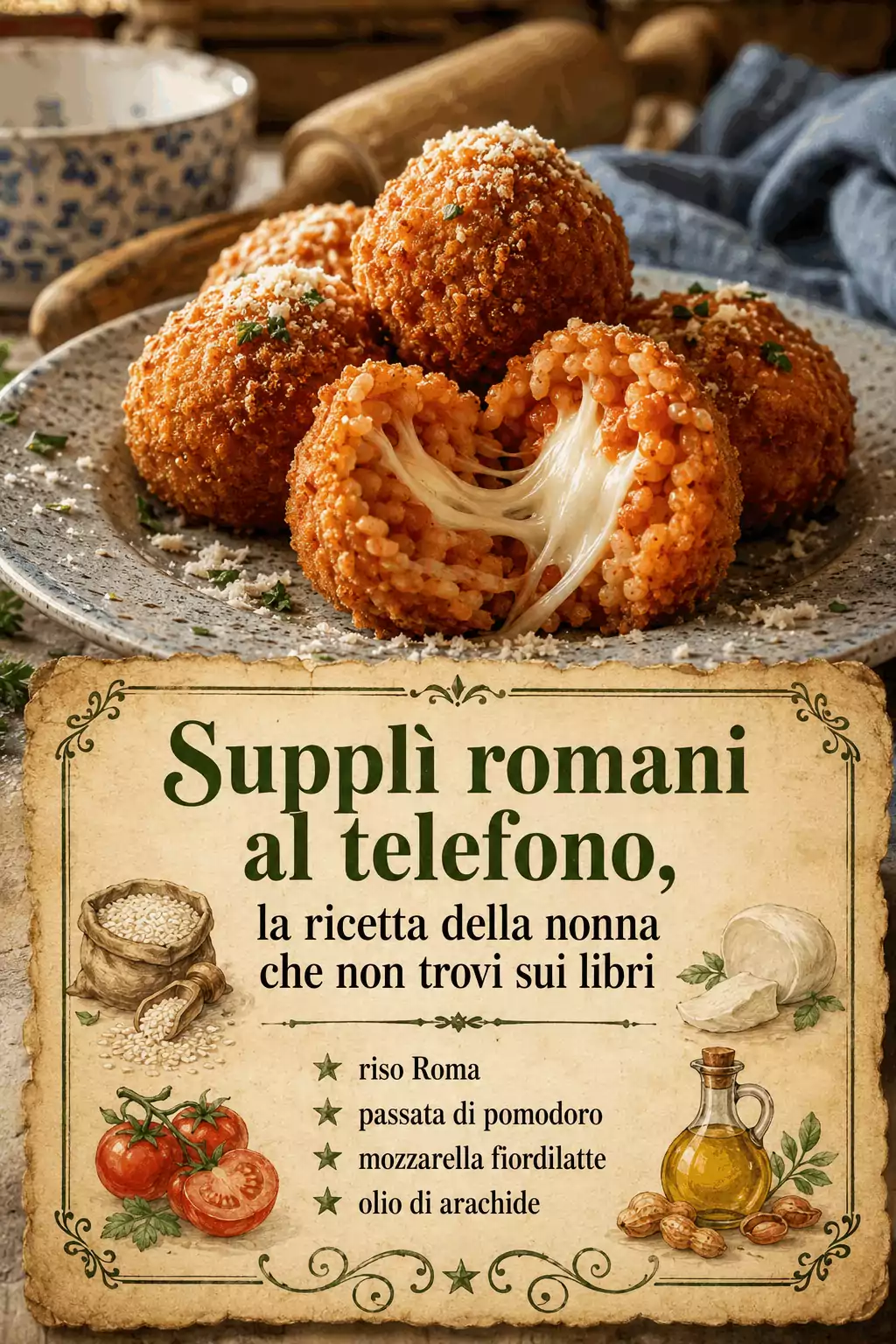 Supplì romani al telefono come li faceva la nonna: riso del giorno prima e prova del filo