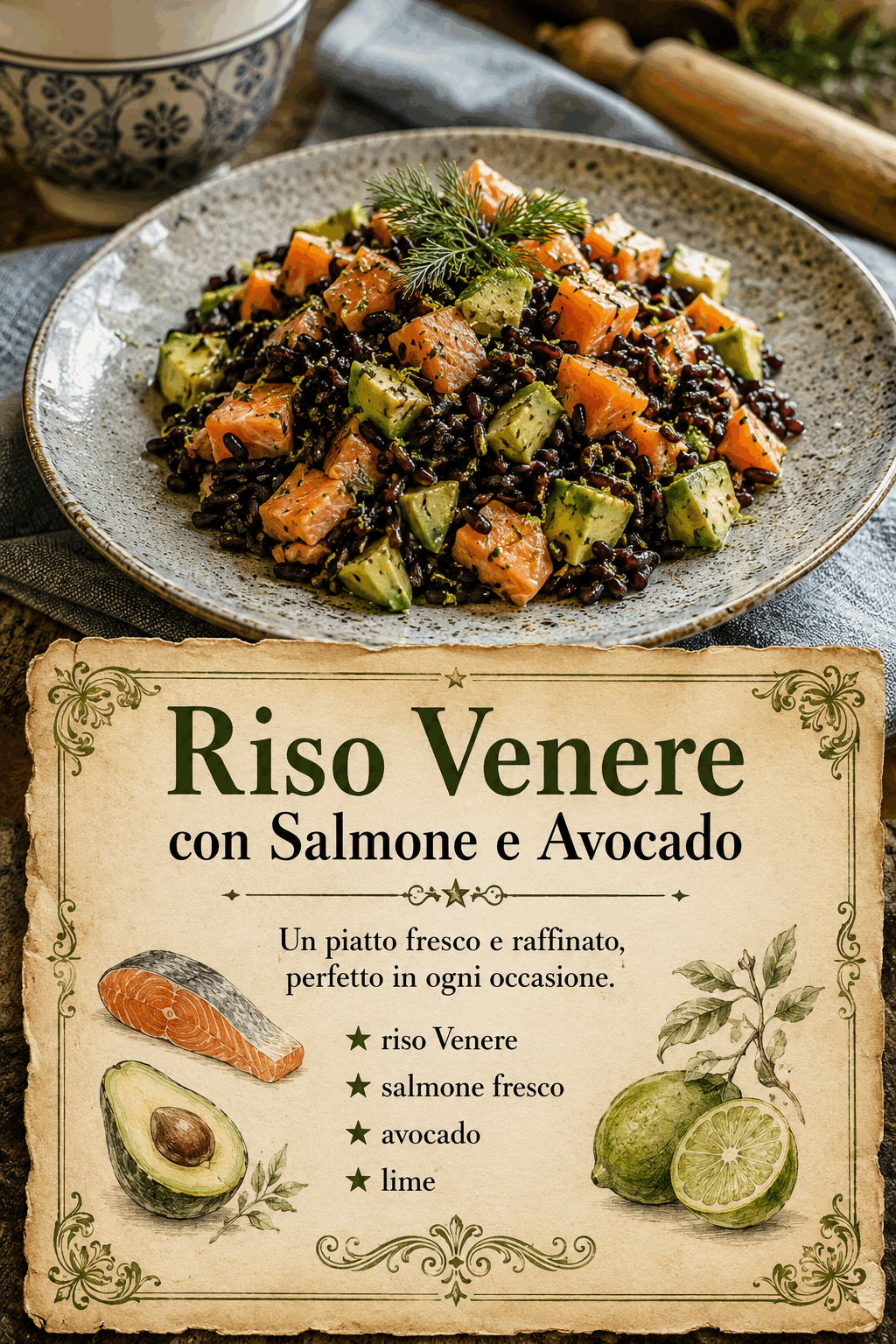Riso Venere con Salmone e Avocado