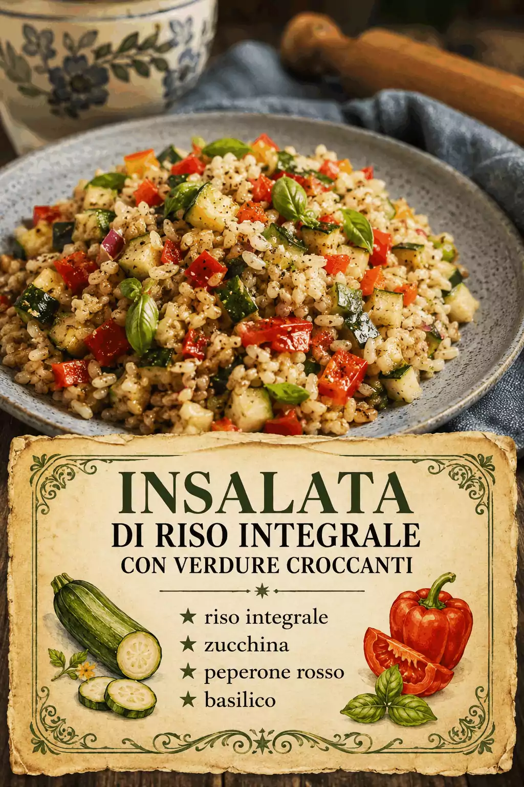 Insalata di Riso Integrale con Verdure Croccanti