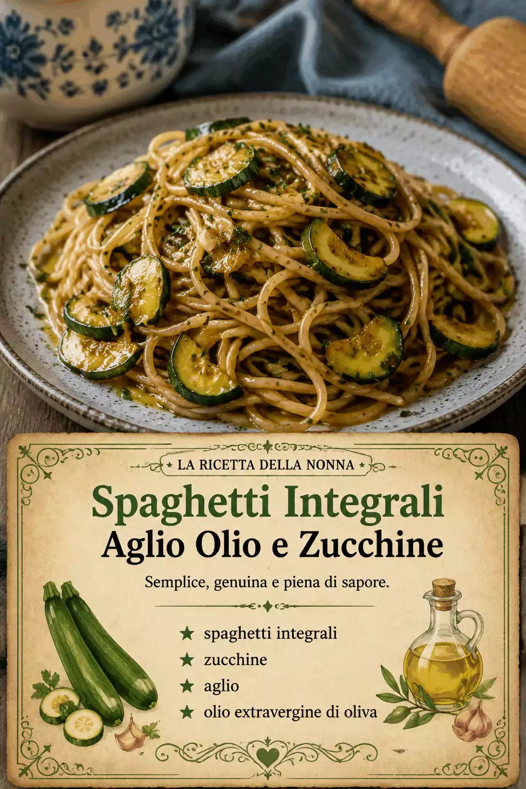 Spaghetti Integrali Aglio Olio e Zucchine
