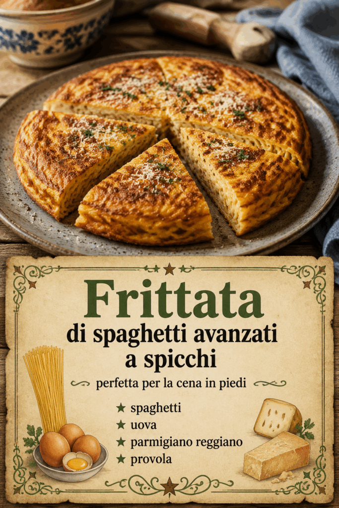 Frittata di spaghetti avanzati a spicchi perfetta per la cena in piedi