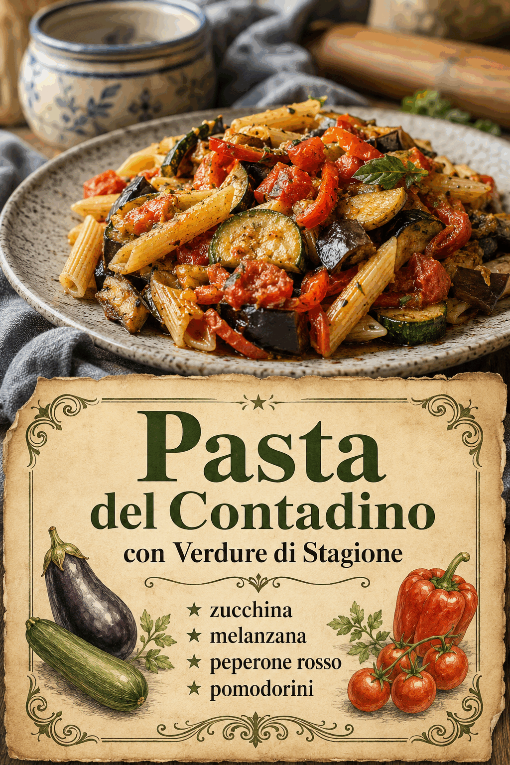 Pasta del Contadino con Verdure di Stagione