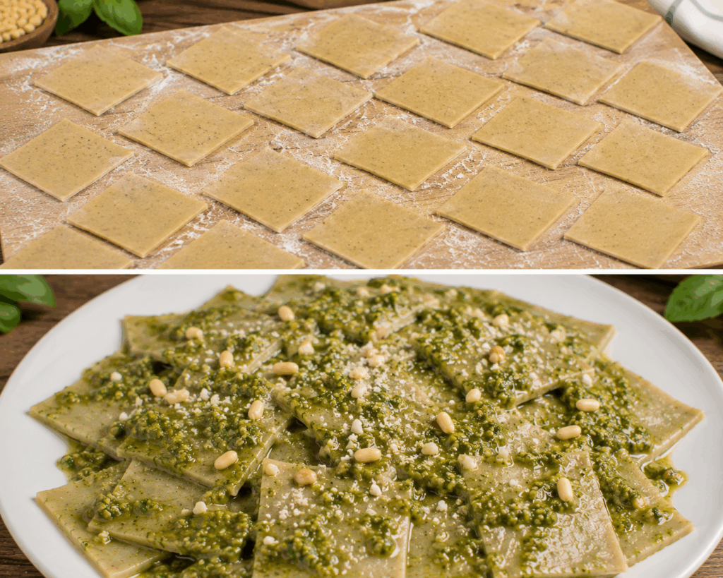 Testaroli della Lunigiana al Pesto – Toscana