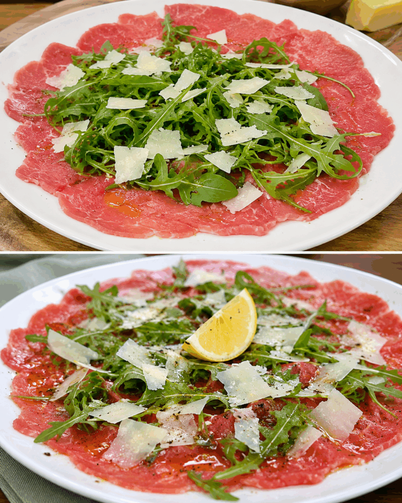 Carpaccio di Manzo con Rucola e Grana: la Ricetta Elegante e Gustosa Pronta in 15 Minuti