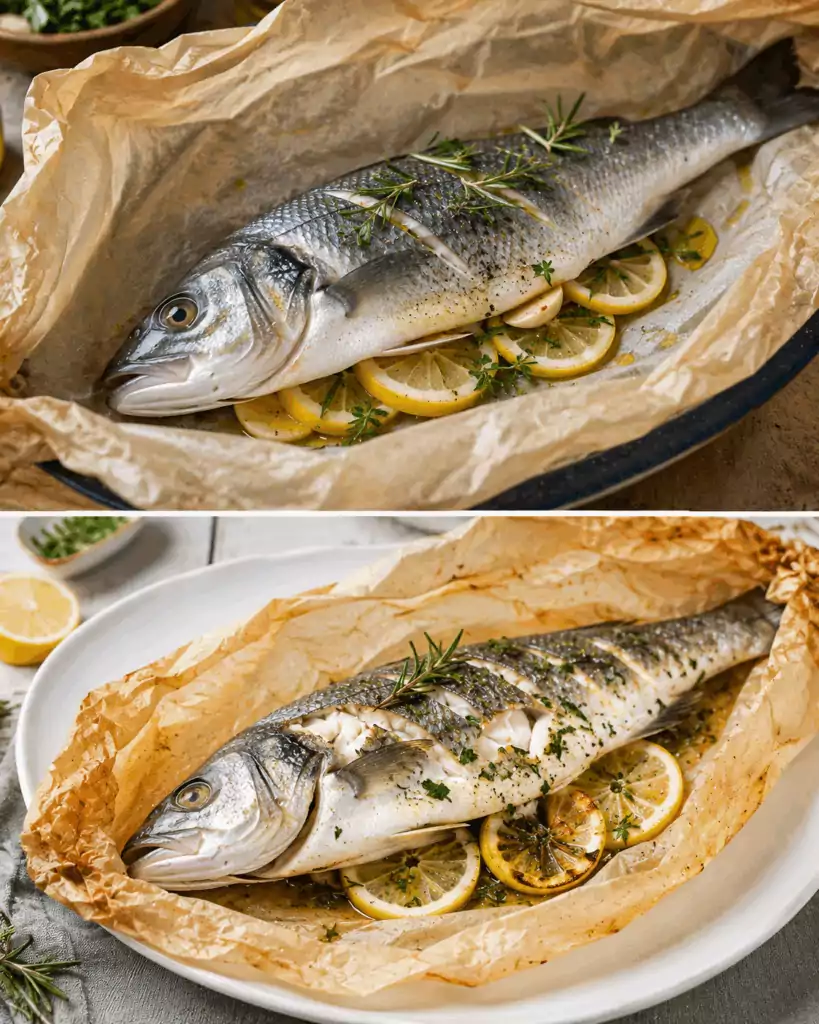 Branzino al Cartoccio con Erbe Aromatiche: la Ricetta Leggera e Profumata Perfetta per una Cena Elegante
