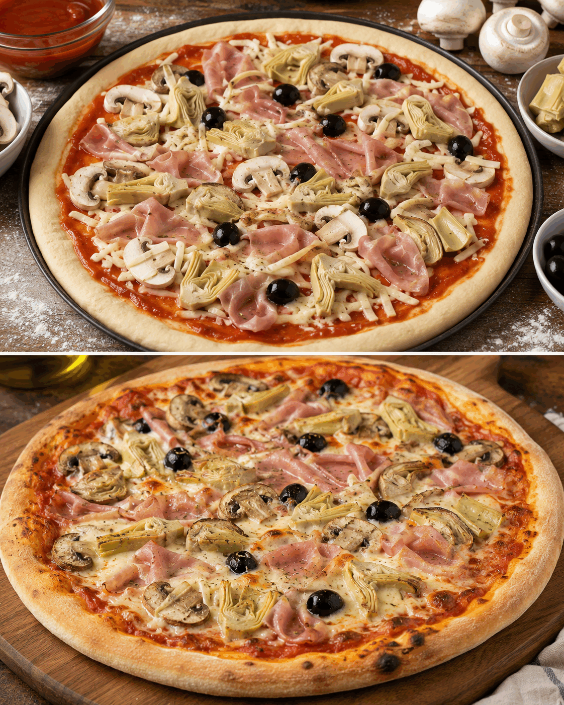 Pizza Capricciosa Fatta in Casa: la Ricetta Ricca e Gustosa con Prosciutto, Funghi e Carciofi