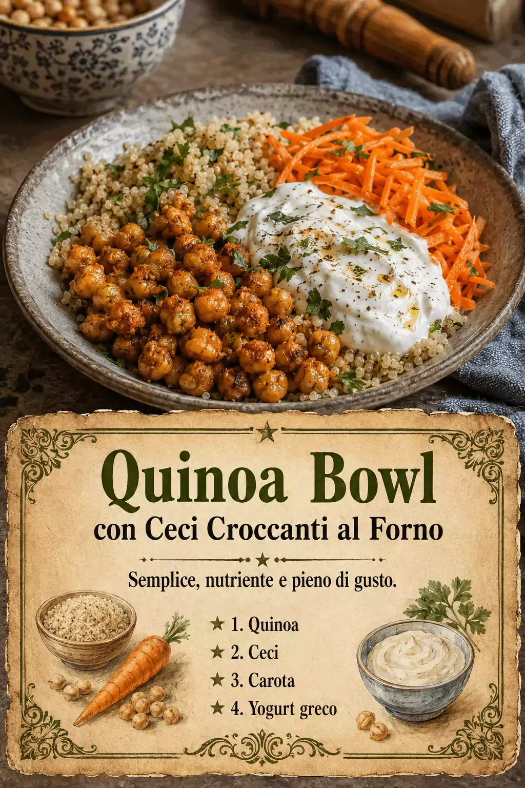 Quinoa Bowl con Ceci Croccanti al Forno