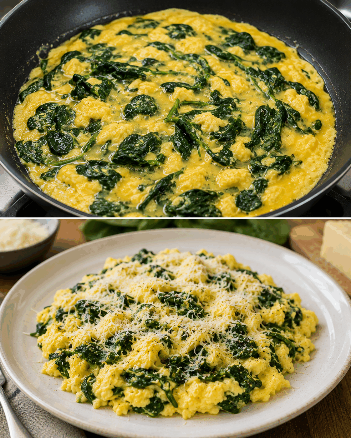 Uova Strapazzate con Spinaci e Parmigiano: la Ricetta Soffice e Gustosa Ideale per un Pasto Espresso