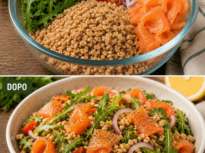 Insalata di Farro con Salmone Affumicato e Rucola: la Ricetta Fresca e Completa Pronta in 20 Minuti