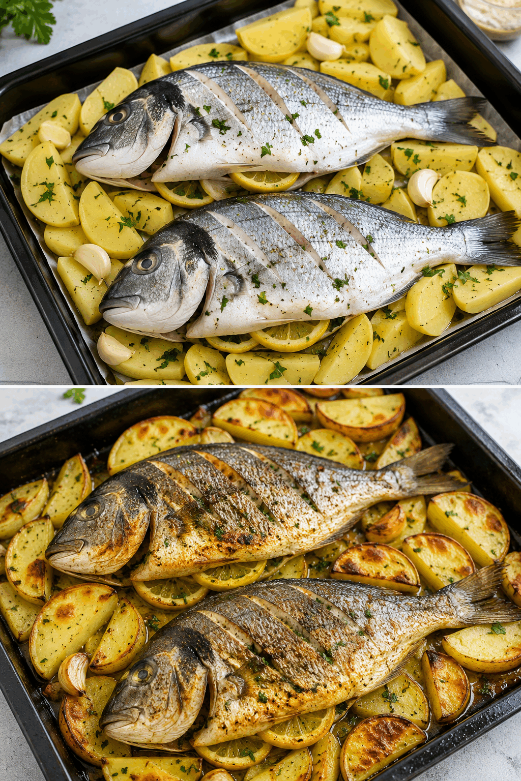 Orata al Forno con Patate: la Ricetta Leggera e Profumata Pronta in 40 Minuti