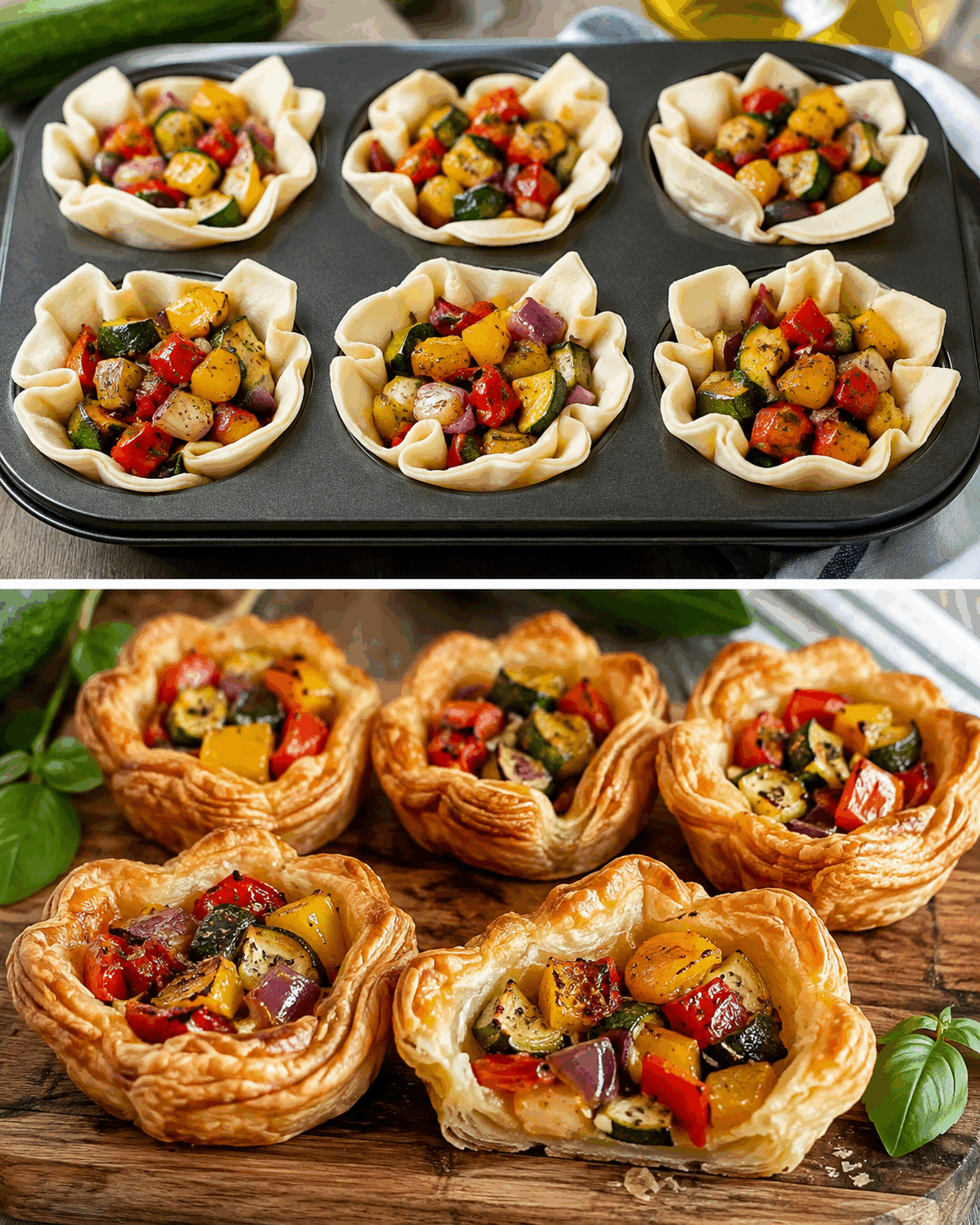 Cestini di Pasta Sfoglia con Verdure: la Ricetta Croccante e Colorata Facile da Preparare