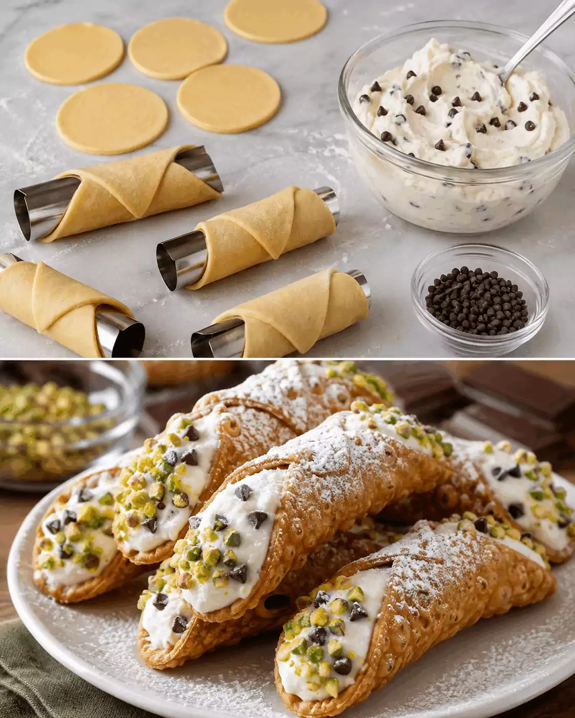 Cannoli Siciliani Croccanti: la Ricetta Tradizionale con Ricotta Dolce e Gocce di Cioccolato