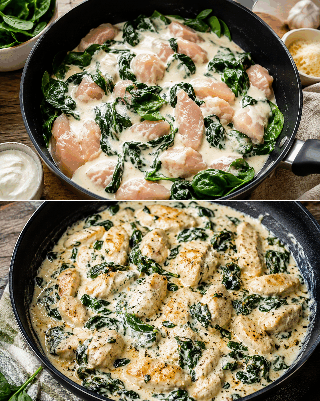 Pollo agli Spinaci e Panna: la Ricetta Cremosa e Delicata che Conquista al Primo Assaggio