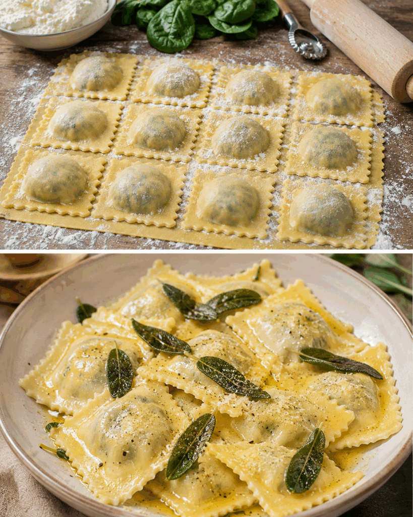 Ravioli Ricotta e Spinaci al Burro e Salvia: la Ricetta Classica Elegante e Profumata