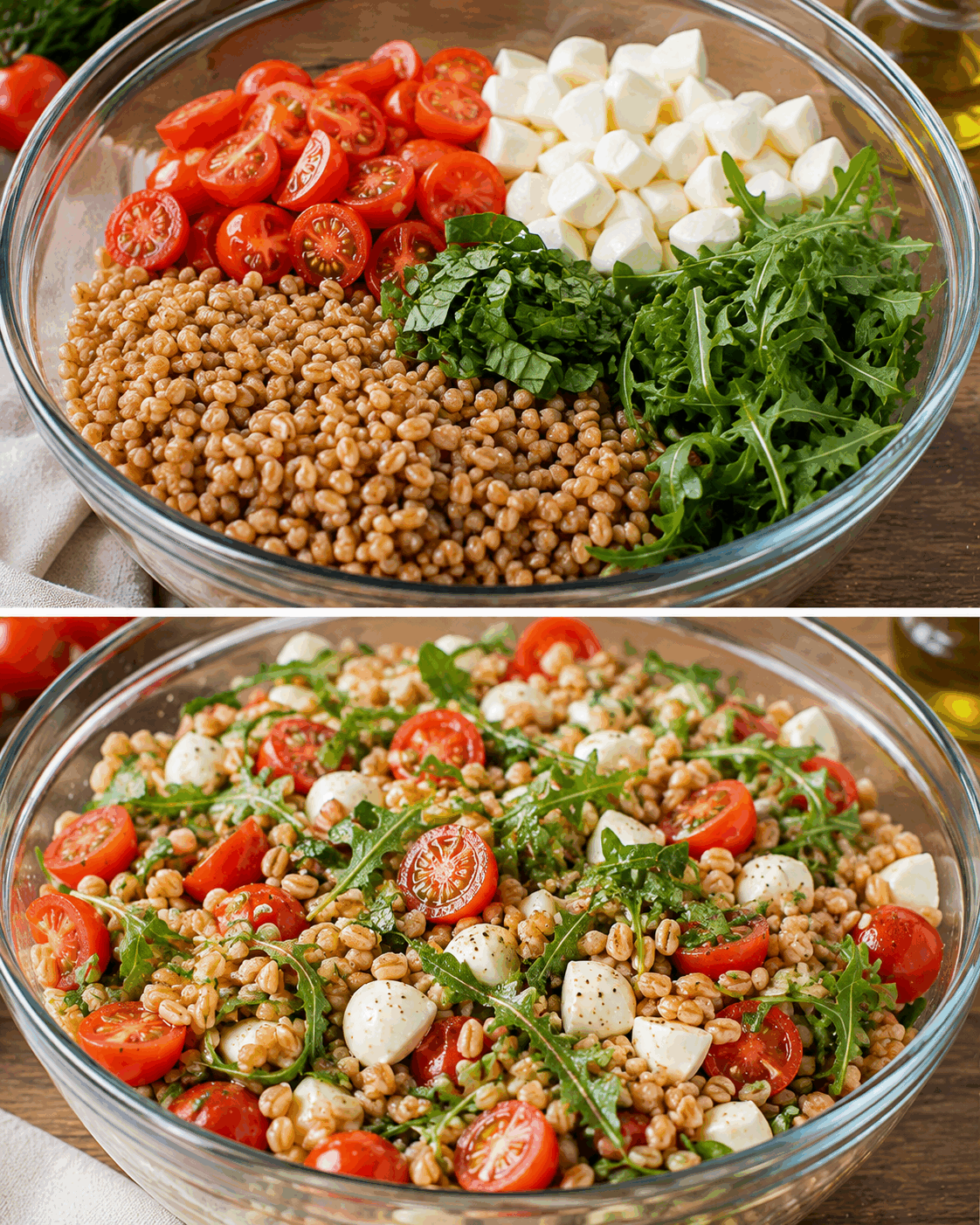 Insalata di Farro con Pomodorini e Mozzarella: la Ricetta Fresca e Completa Pronta in 20 Minuti