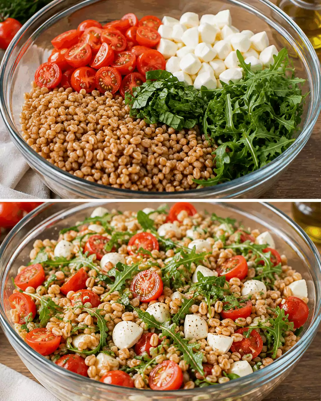 Insalata di Farro con Pomodorini e Mozzarella: la Ricetta Fresca e Completa Pronta in 20 Minuti