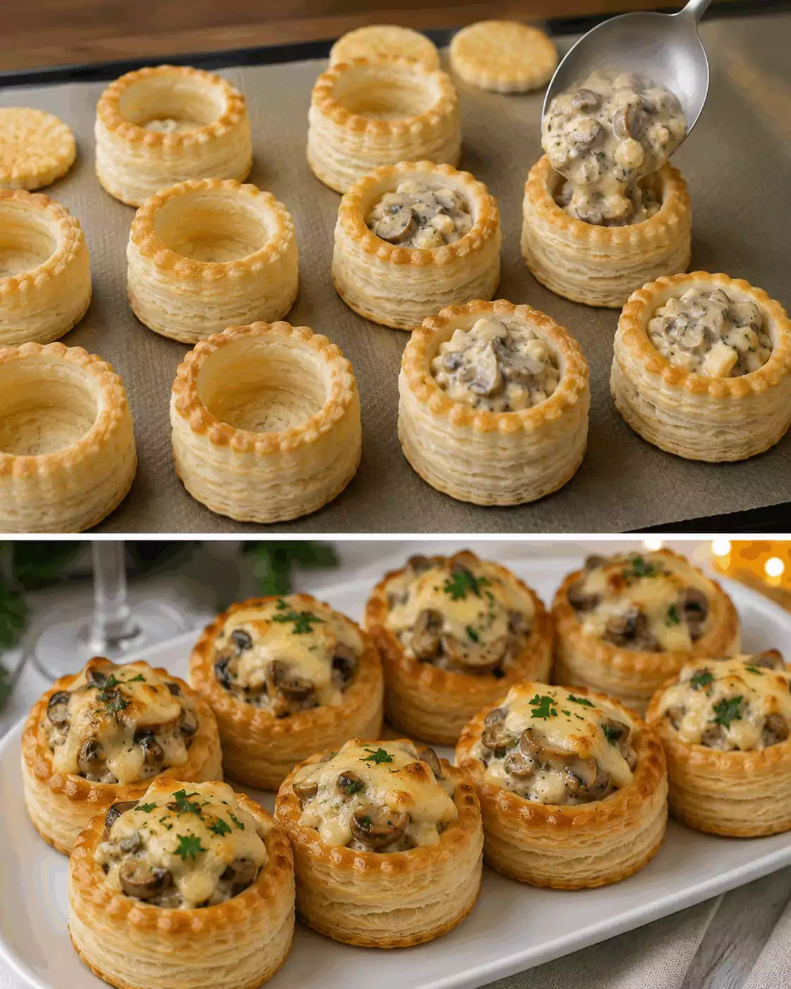 Vol-au-Vent ai Funghi e Formaggio: la Ricetta Croccante e Cremosa Ideale per le Feste e gli Aperitivi