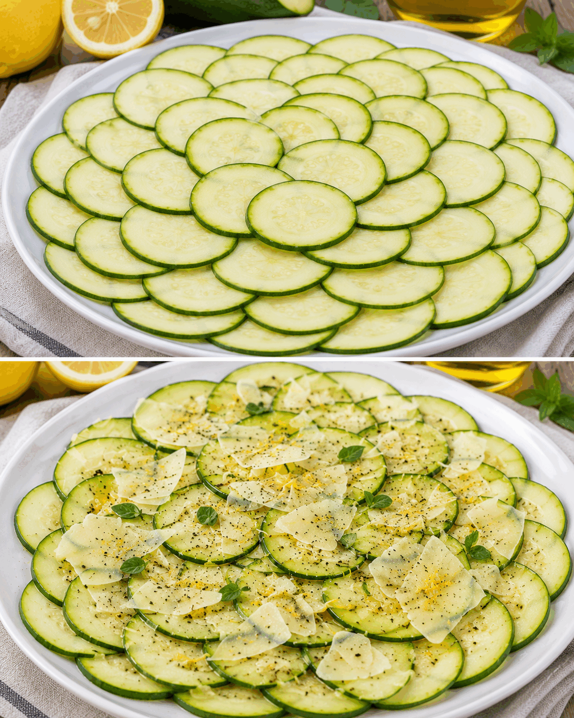 Carpaccio di Zucchine con Parmigiano e Limone: la Ricetta Light e Gustosa Pronta in 10 Minuti