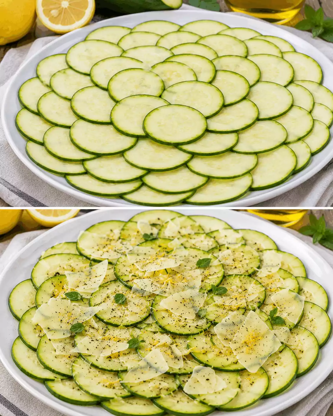 Carpaccio di Zucchine con Parmigiano e Limone: la Ricetta Light e Gustosa Pronta in 10 Minuti