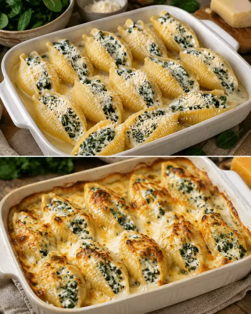 Conchiglioni Ripieni di Ricotta e Spinaci: la Ricetta Gratinata dal Cuore Morbido e Gustoso