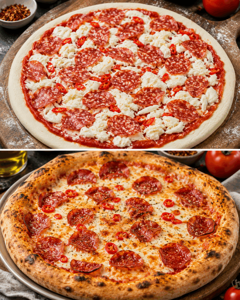 Pizza alla Diavola Fatta in Casa: la Ricetta Piccante e Croccante con Salame e Mozzarella