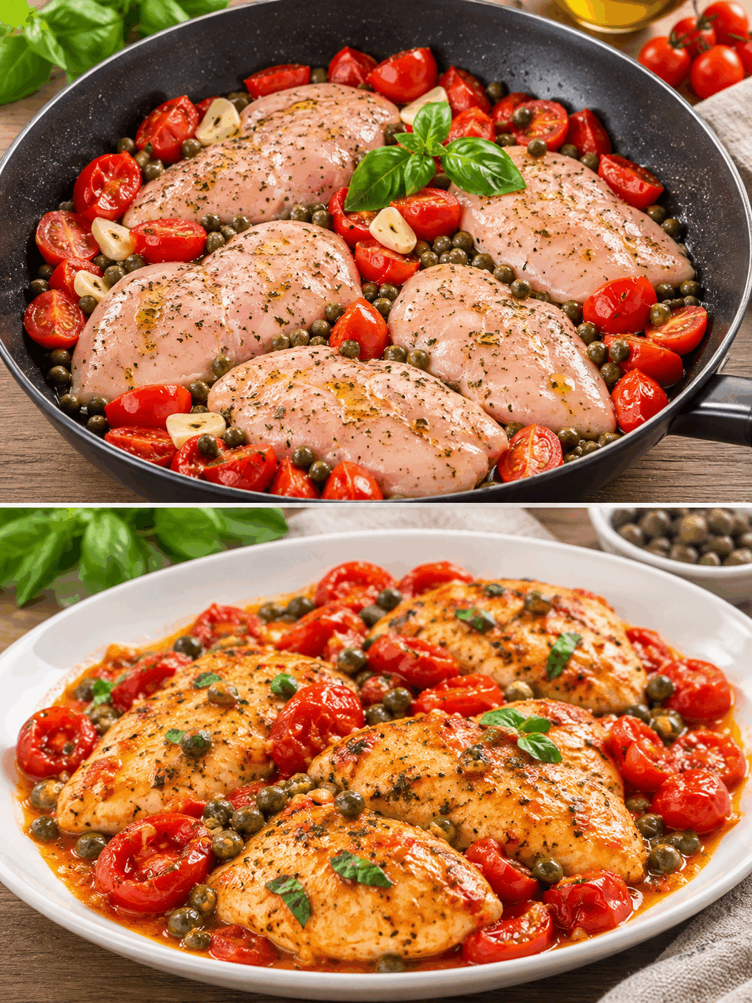 Pollo alla Mediterranea con Pomodorini e Capperi: la Ricetta Leggera e Ricca di Sapore Perfetta per Ogni Stagione