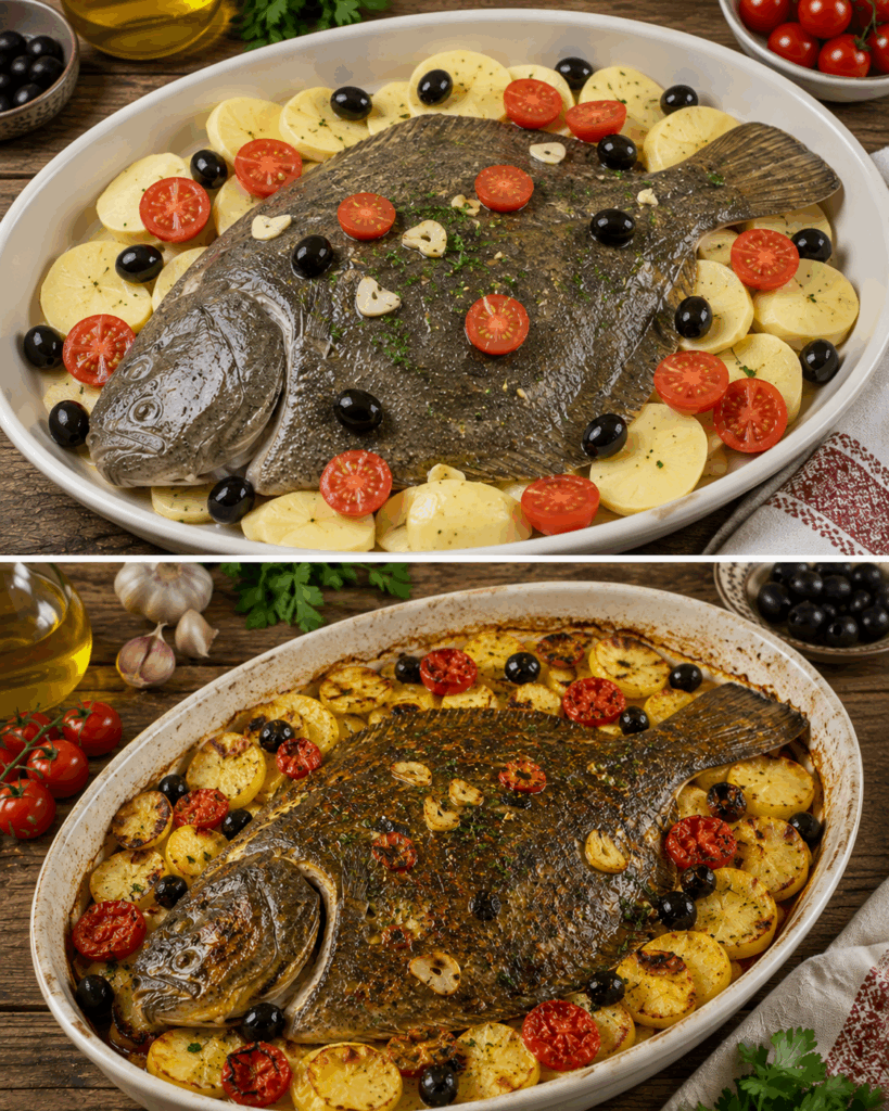 Rombo al Forno con Patate alla Pugliese – Puglia