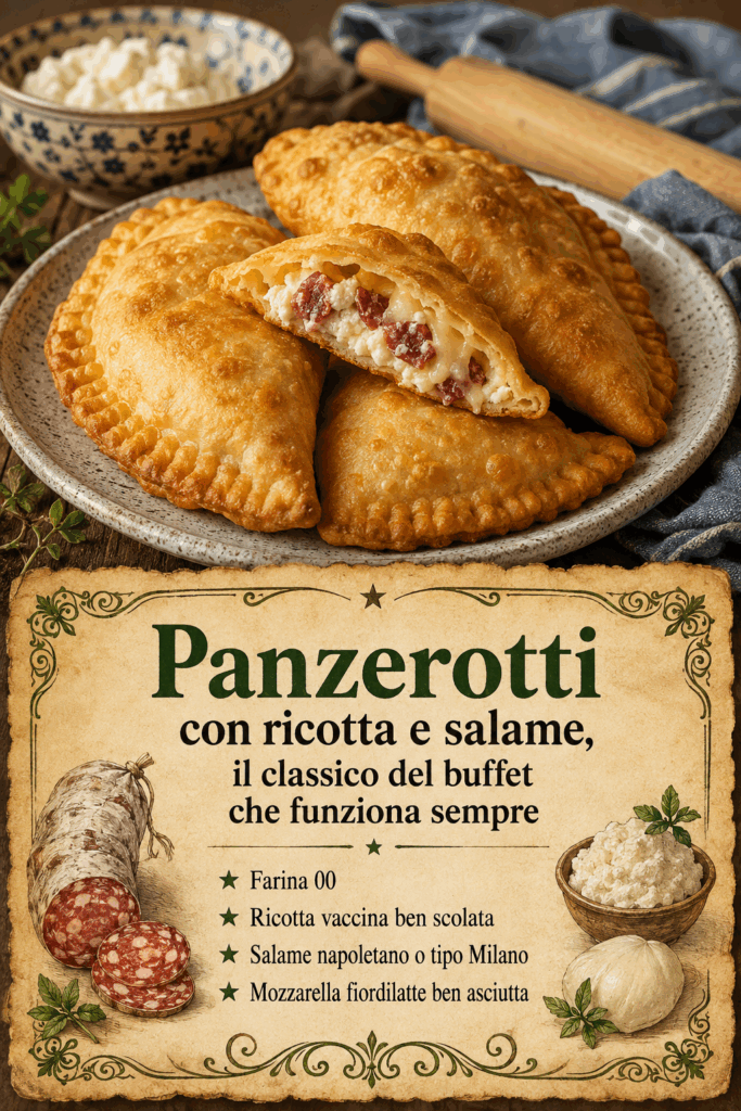Panzerotti con ricotta e salame, il classico del buffet che funziona sempre