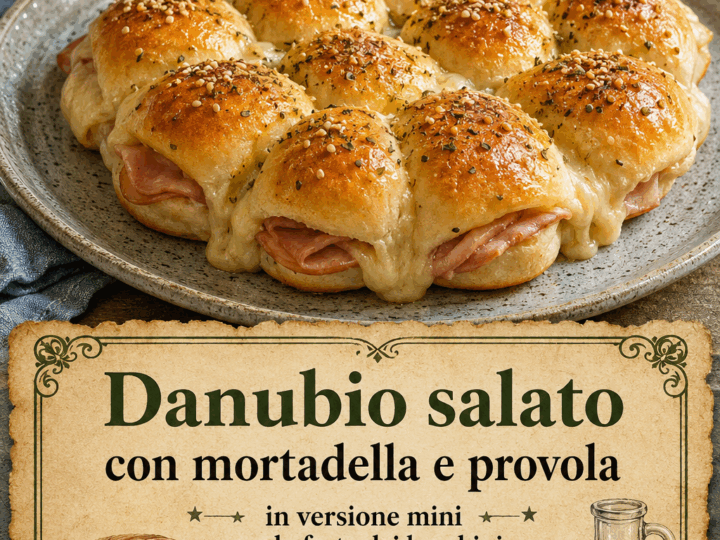 Danubio salato con mortadella e provola in versione mini per la festa dei bambini