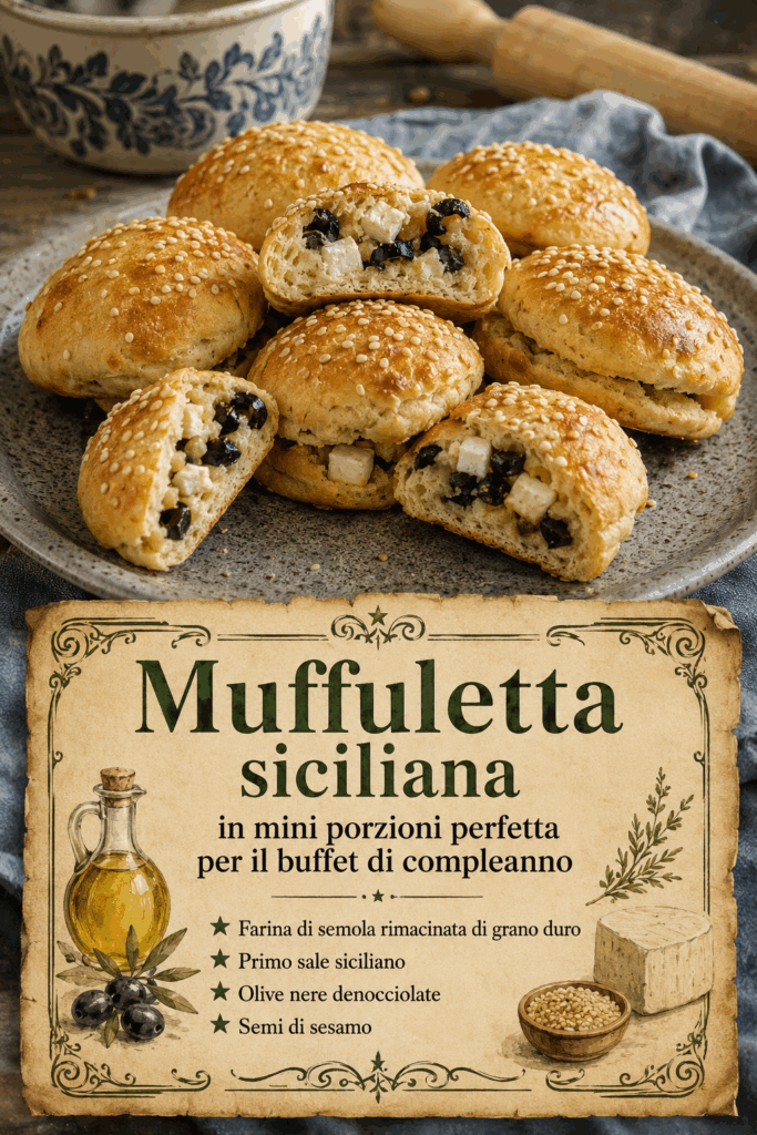 Muffuletta siciliana in mini porzioni perfetta per il buffet di compleanno