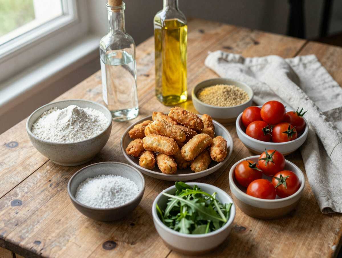 Gli ingredienti per Angioletti fritti con pomodoro e rucola: il successo del buffet è assicurato