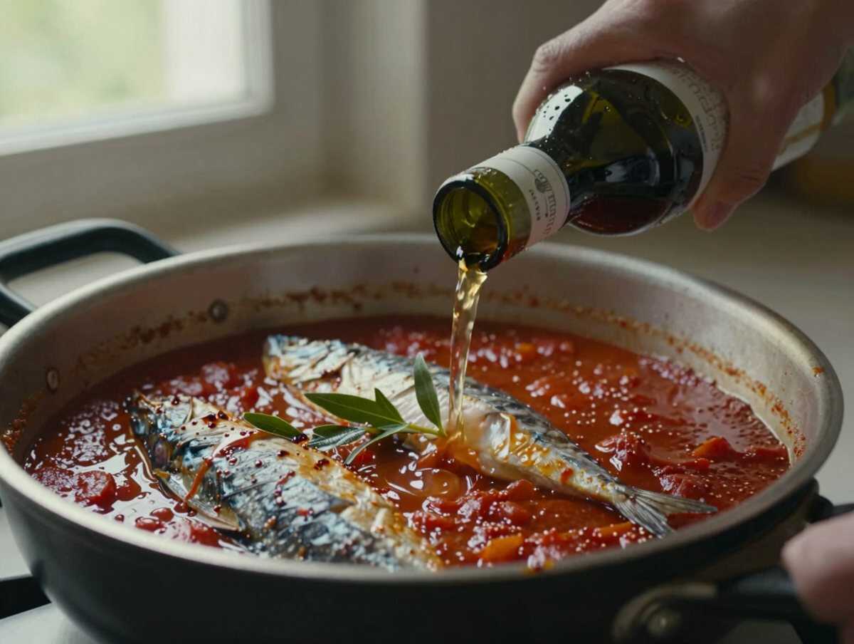 4. Sfumare con il vino — Anguilla in Umido alla Comacchiese