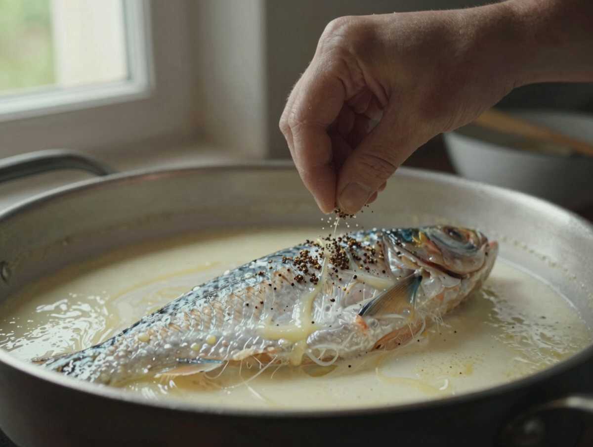 4. Aggiungere il latte — Baccalà alla Vicentina: la tradizione veneta del baccalà cotto nel latte e nelle acciughe