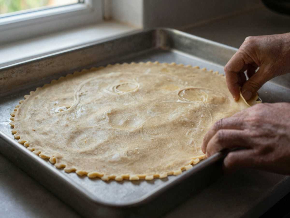 4. Formare la torta rustica — Bazzoffia Rustica con Ricotta e Bietole Toscana