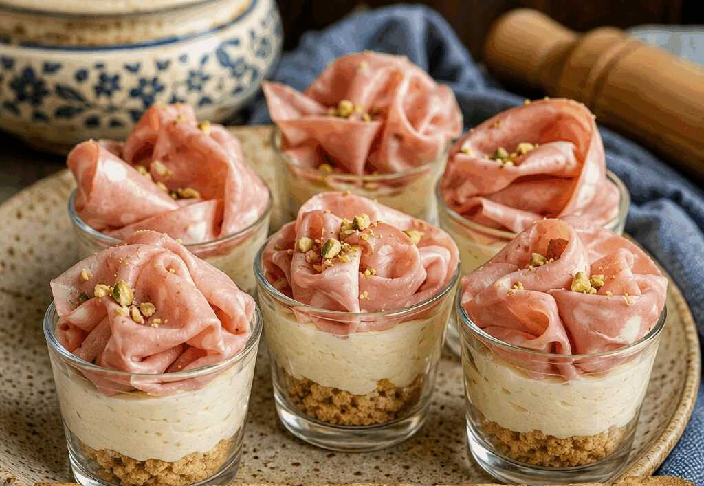 Bicchierini salati con mousse di parmigiano e mortadella con il trucco per farne 50 in mezz’ora