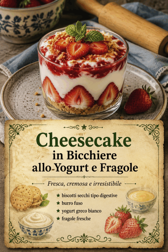 Cheesecake in Bicchiere allo Yogurt e Fragole