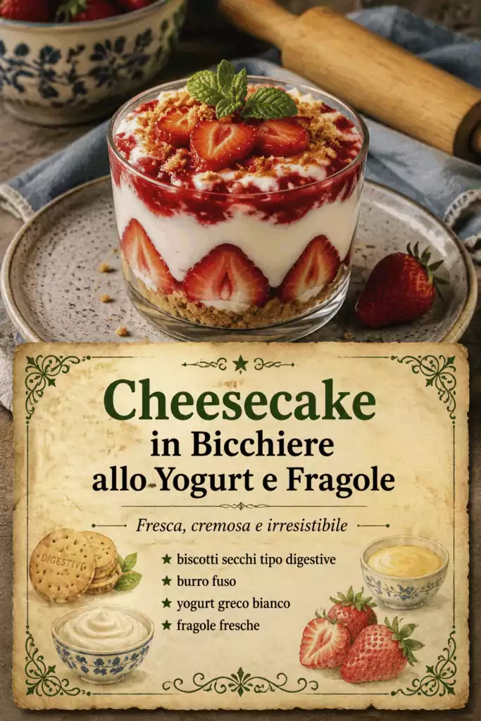 Cheesecake in Bicchiere allo Yogurt e Fragole